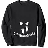 T-Shirt Grossesse 'J'arrive Bientôt' - Annonce Future Maman - Cadeau Drôle Pour Femme Enceinte - 100% Coton