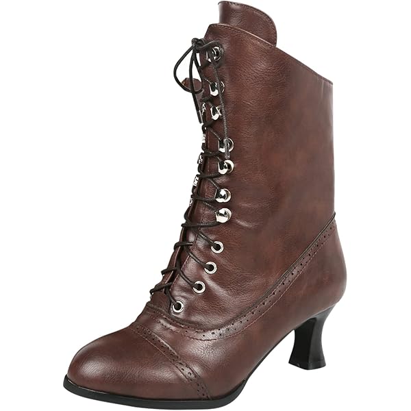 Women's Victorian Ankle Boots - Lace Up & Side Zipper - Round Toe Kitten Heel Vintage Booties For Halloween & Steampunk - View #5