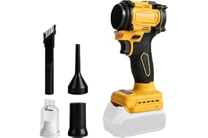 Batteridriven lövblåsare och dammsugare, kompatibel med DEWALT 18 V 20 V batteri, 2-i-1 20 KPa tryckluftrenare 8 KPa dammsugare 20 000 varv/min med 3 munstycken LED-ljus för trädgård bilrengöring