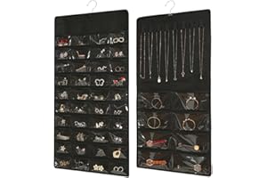 YZROHYI Porta Collane da Armadio,Portagioie da Appendere Al Muro,Appendi Orecchini da Parete,Hanging Jewelry Organizer,Organizzatore Collane con Ganci,Earring Holder per Braccialetto - Nero