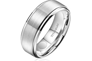 ‎JEROOT JEROOT Titan Magnetischer Ringe, 8mm Silber Magnetring Herren Damen, Therapeutischer Magnetische Rings Polierter Lifestyle-Ring Starker Magnet (3500 Gauss)