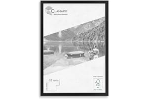Clamaro 'COLLAGE 20' Cornice 90x120 Fatto a Mano | Nero opaco | Moderna Cornice in MDF | 20 mm slim design | con Vetro Acrilico, Pannello Posteriore e Gancio