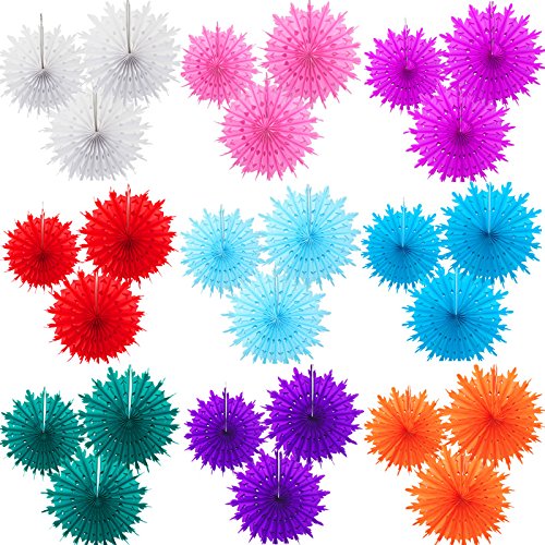 TtS 10 Stück 20cm Tissue Papier Fan Pompoms Hochzeit Dekoration-Aqua - 3