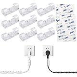 NATUCE 32PCS 10mm Self Adhesive Cable Clips, Cable Drop Wire Holder, Cable Management, USB Charging Cord TV PC Wire Holder, C