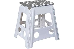 AC - Taburete Plegable - Fabricado en PVC - Multiusos de plástico Resistente y Duradero. Ideal para escuelas, guarderías u hogar. - 29 x 22 x 39 cm – Blanco