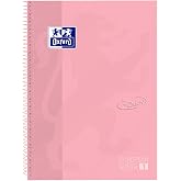Oxford Europeanbook 1 touch notebook, micro-perforated, extra hard cover, spiral, a4+, 5 x 5 grid, pastel flamingo