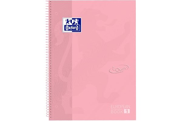 Oxford A4 European Book 1, rutig, 160 sidor med färgade kanter, beröringsinbundet lock, med whiteboard, pastellrosa