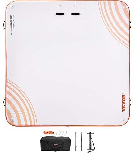 COOLWAVE Quai Flottant Gonflable 2,4 X 1,8 M – Plateforme PVC Avec Pompe Électrique, Tapis Antidérapant Pour Lac, Piscine, Mer