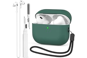 BEAUDOM Silicone Airpods Pro 2 Case for Airpods Pro 2 [Support USB-C] [Wireless Charging] with Airpods Cleaning Pen and AirPods Holding Strap for Airpods Pro 2nd Generation (Pine Green)