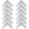 L Brackets for Wood - 12pcs, 90 Degree Flat Plates Corner Bracket, Right Angle Brackets, 5x5cm Heavy Duty Metal Repair Brackets with 48 Pcs Screws
