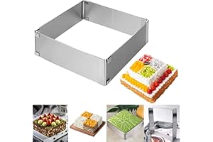 Anicy Coppapasta Quadrato - Regolabile Rettangolare per torte, 15-28 cm, per Torte di Pan di Spagna, Torte Mousse