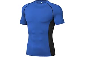 Wayleb Maglietta Compressione Uomo, T-Shirt Tecnica a Manica Corta, Traspirante e Leggera, Ideale per Palestra, Running, Allenamento, Yoga, Escursionismo Magliette Sport S-XXL