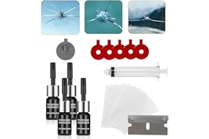 BASTOUR Kit Reparation Pare Brise de Voiture, Outil Réparation Pare-Brise, 4 Bouteilles de Liquide RéParation pour Les Fissures en Forme de Demi-Lune, Les Toiles D'AraignéE, Les Dommages en éToile