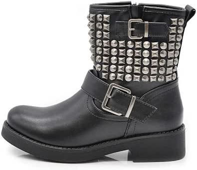 IF Stivaletti da Donna Caviglia Anfibi Motociclista Biker Fibbia Borchie  8081A Nero N.36 : Amazon.it: Scarpe e borse