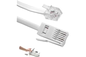 brileze BT Telephone to RJ11 Cable 5 Metres for Landline ADSL Modem Phone Plug Male Broadband Cable 2 Pin Wire 6P2C Extension Lead for UK Landline Modem Fax Dial-Up Home Office, White