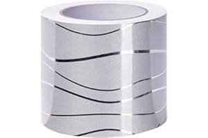 Dostear Borde del papel pintado Ola De Plata Auto Adhesivo del Papel Pintado del PVC Cenefa autoadhesiva para decoración de pared de cocina baño 10cm X 500cm