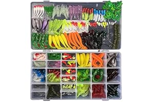 CHAWHO Pêche Kits leurres - 146 Pcs Kits leurres, appâts et Crochets, artificielles pêche leurre appât Set #050