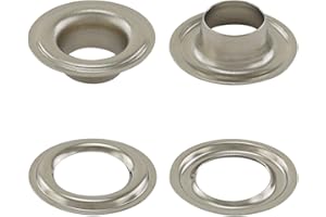 GETMORE Parts Oeillets Selon DIN 7332, Œillets Standard, Ronds, pour Textiles, Tissus, Cuir, bâches, Rideaux, tentes et similaires, a partir de 50 pièces (Laiton, Argent nickelé, 14 mm)