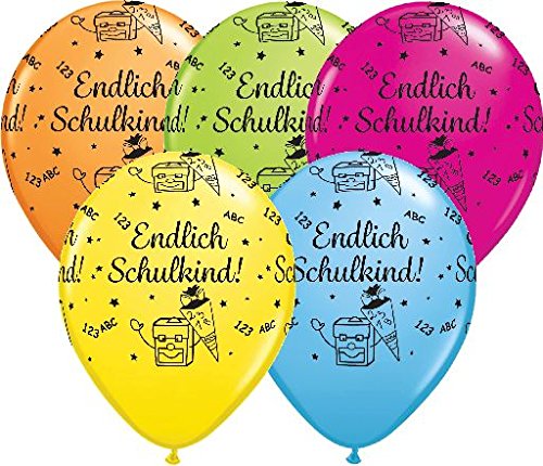 Luftballons Endlich Schulkind Qualatex, bunt gemischt, ca. 30 cm, 5 St.