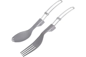 iBasingo Titane Cuillère Pliante Fourchette Spork Camping en Plein Air Couverts Légers Vaisselle Portable Ustensiles De Voyage