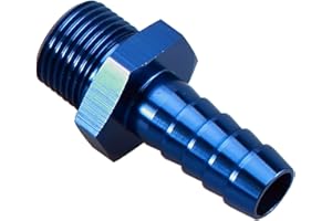 AC PERFORMANCE M18 x 1.5 to 5/8 barb Blue Aluminum Fuel Oil Pump Inlet outlet fuel regulator Fitting, Male Metric to outer diameter 15.88mm 5/8" barb push on fitting with Washer