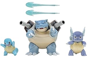 Pokémon- PKW Pack Select Evolution-Confezione da 3 Personaggi da 5,5 cm, Wartortle da 7,5 cm e Blastoise Battle Figure-Dettagli Autentici, PKW2773