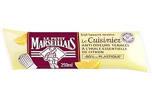 Le Petit Marseillais - Recharge Gel Lavant Mains Le Cuisinier (berlingot de 250 ml) – Savon liquide anti-odeurs tenaces à l'huile essentielle de citron – 92 % d'ingrédients d'origine naturelle
