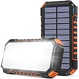 Riapow Solar Powerbank 26800mAh, Schnellladung Solar Ladegerät mit LED Licht und 3 Ausgänge, Tragbares Handy Ladegerät Solar 