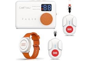 CallToU Notrufknopf für Senioren, Senioren Notruf Armband, Notrufarmband Notfallknopf für Senioren, Notfallklingel für Senioren mit 3 Sendern und 1 Empfänger, Erinnerung bei niedrigem Akkustand