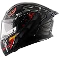 Axor Apex Venomous ISI ECE DOT Certified Full Face Dual Visor Helmet for Men and Women with Pinlock Fitted Outer Clear Visor and Inner Smoke Sun Visor Dull Black Grey(M)