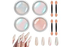 Allstarry Chrome Ongle, 4 Couleurs Poudre Chrome Ongle, Poudre Aurora Poudre Ongle Miroir métallique paillettes poudre perlée Transparent pour Chrome Ongles Nail Art Chrome Nails - Émeraude Violette