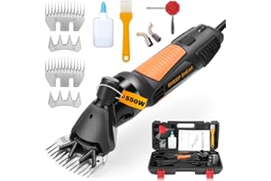 HERLLD Sheep Shears 550W, Professional Electric Sheep Shearing Clippers with 2 Sets of Blades, 6 Speeds Farm Livestock Grooming Kit, Heavy Duty Sheep Clippers for Thick Coat Animal Sheep Goats Cattle Alpacas