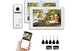 ANJIELO SMART Videoportero 1080P (timbre con cable), timbre de puerta para 3 familias, pantalla táctil de 7 pulgadas (2 familias)