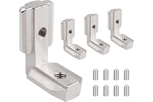 Yeepeo 4 × rowek T-Nut wewnętrzny 4040 M6 łącznik narożny, profile aluminiowe, rowek 8 T slot 90°, kształt litery L, stop cynku, łącznik narożny wewnętrzny ze śrubami T Slot rowek, kątownik zewnętrzny