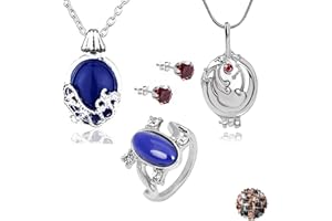 YOUU Vampire Collane Set Elena Gilbert Opening Vervain Locket Collane Daywalking Katherine Necklace Blue Diamond Ring Red Stud Earrings con Adesivo 25 pezzi
