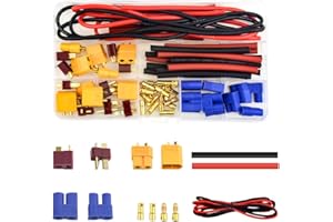 WMYCONGCONG 62 Pcs T-Plug EC3 XT60 Male and Female Adapter Connector with Silicone Wire and Heat Shrink Tube Replacement for RC ESC Lipo Battery Motor