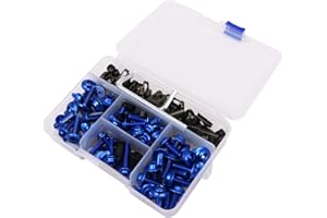 Tiardey Universal 177Pcs Juego de Tornillos y Tuercas para carenado de Motocicleta Tornillos para carrocería,Juego de Cubiertas para Tornillos de Motocicleta - Azul