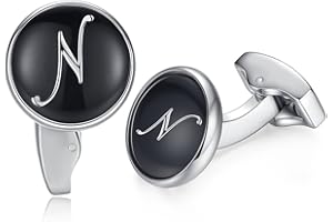 HONEY BEAR Initiale Lettre Alphabet Boutons de Manchette pour Le Cadeau affaires de Mariage de Chemise hommes Noir