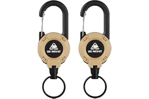 OUCONGK 2 Piezas Llavero Retráctil, Llavero Extensible 60cm, Llavero Táctico, Llavero Táctico con Cordón, Mosquetón para Identificación, Identificación Gancho Duradero, para Viajes, al Aire Libre, Montañismo