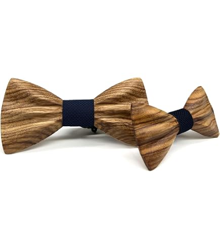 Tsffae Ensemble De Nœuds Papillon Père Fils, 1 Paire De Nœuds Papillon Parent-Enfant en Bois De Liège, Nœuds Papillon Pré-noués Réglables, Idée Cadeau pour Adultes Enfants