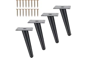 HULAGU 4 Stück Schräge Möbelfüße Schwarz 15cm Konisch Möbelbeine Ersatz Möbelfüße Metall Schrankfüße Sofa Füße mit Schrauben für Sofa, TV-Schrank, Bett, Couchtisch, Lehrstuhl