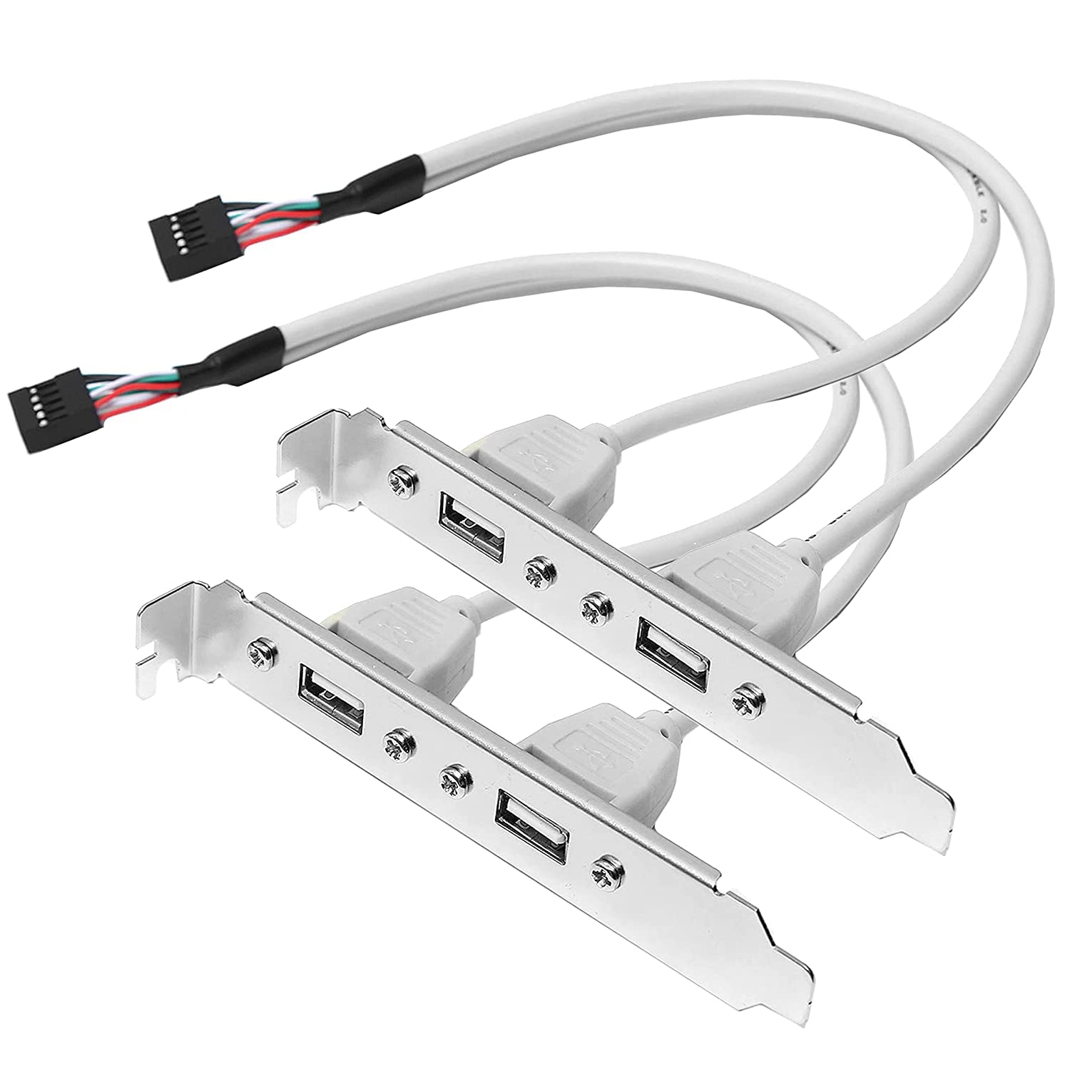 LipiWorldÂ® 2 Port USB 2.0 Cable Adapter Converter Motherboard Rear Panel Extension Bracket to 9 Pin Motherboard Header (Pack of 2)