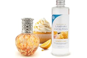 M MAMA MANUELA Pack Ahorro Lámpara Catalítica Drops Orange + Fragancia Aroma Lemon Cake 200ml. Elimina Malos olores e impurezas, perfuma y Limpia.