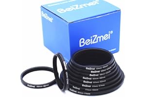BEIZMEI Set 10 Anelli Step-Down,Adattatori per Filtri Fotografici, Adattatore Lenti,Include:82-77mm,77-72mm,72-67mm,67-62mm,62-58mm,58-55mm,55-52mm,52-49mm,49-43mm,43-37mm (Camera Filter Ring)