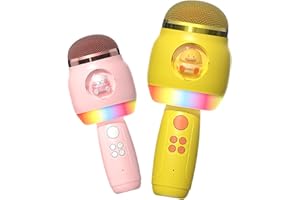 Oskuglin LED Drahtloses Bluetooth Mikrofon zum Singen, Karikatur Karaoke Maschine Kinder, Spielzeug Kinder, Heim KTV Karaoke Maschine, Tragbares KTV Lautsprecher Recorder Mini Karaoke Maschine
