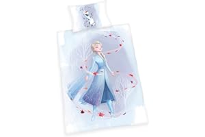 Herding Set Copripiumino Disney Frozen 2 Biancheria da Letto, Flanella Cotone Lino, Multicolore, 40 x 60 cm, 100 x 135 cm