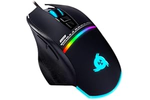 KLIM Skill Souris Gamer Haute Précision - RGB - Nouveauté 2024 - USB Filaire - DPI Ajustables - Boutons Programmables - Confortable pour Toute Taille de Main - Excellent Grip PC PS4
