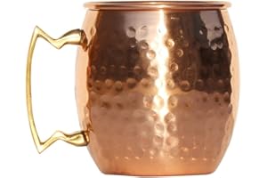 Medieval Replicas SouvNear - Tazza in puro rame al 100%, realizzata a mano, martellata, 473 ml, con manico in ottone, ideale per muli, bevande e birra ghiacciata