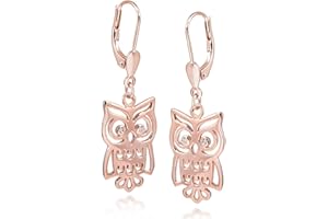 MATERIA BY MATTHIAS WAGNER Materia kolczyki z cyrkoniami w kształcie sowy różowe złoto GUFO – srebro próby 925 pozłacane wraz z pudełkiem na biżuterię #SO-247