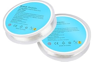 ihaspoko 2 Rollos 1mm Cuerda Elástica Transparente, Hilo de Abalorios Elástico Transparente Cuerda para Hacer Pulseras Manualidades (4m/Rollos)